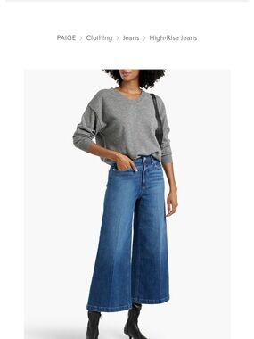 PAIGE Wide-Leg High-Rise Jeans in Deep Blue Wash